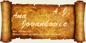 Ana Jovanković vizit kartica